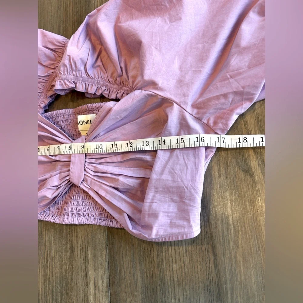 MONKI ASOS Purple Puff Sleeve Crop Top Sz 44 Festival Renaissance Coquette Girly